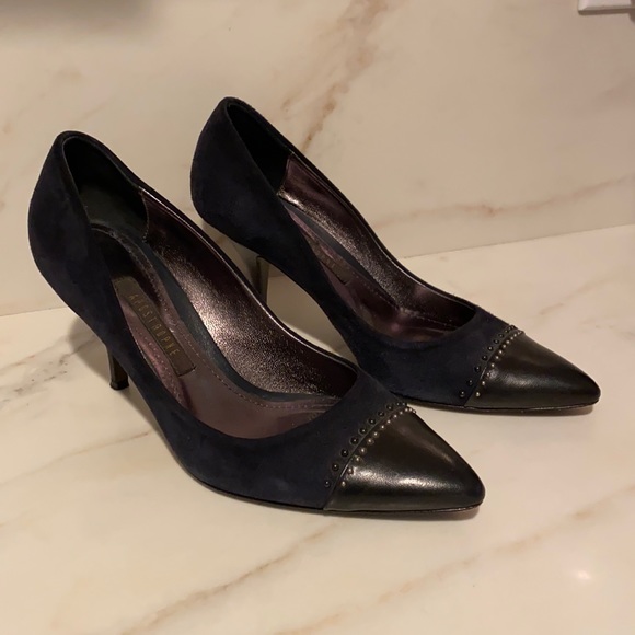Apostrophe 38.5 Navy Blue & Black studded heel - Picture 1 of 4